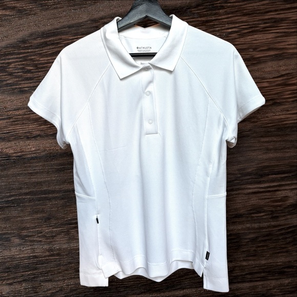Athleta Everyday Polo Tee Snap Button Stretch Large *NWOT* - Picture 1 of 10